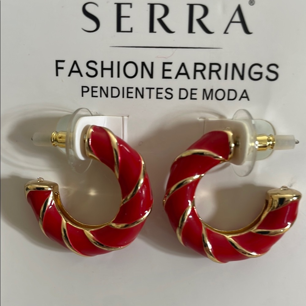 Serra Red and Gold Fashion Earrings